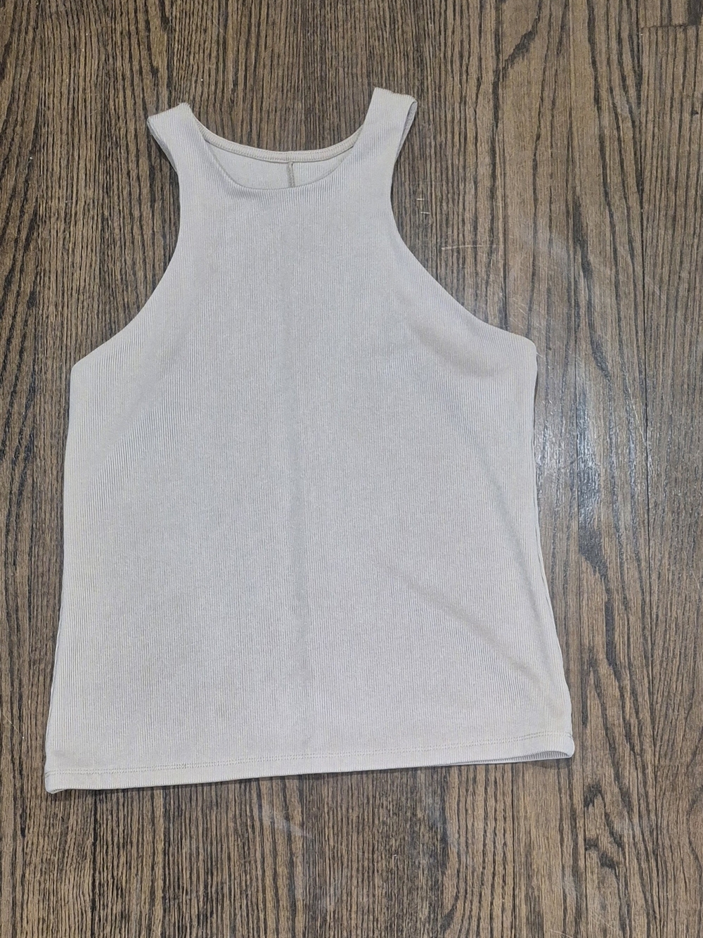 A New Day Sleeveless Ribbed Halter Tank Top in Light Beige Size M